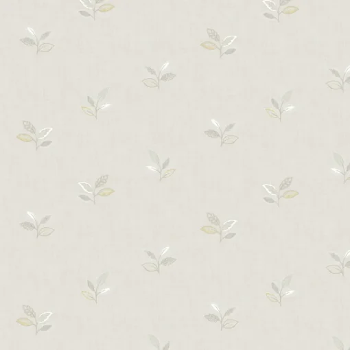 Brewster Sage Hill Leigh Grey Leaf Wallpaper