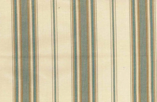 Laura Kiran Saratoga Stripe Natural Teal Tan Fabric