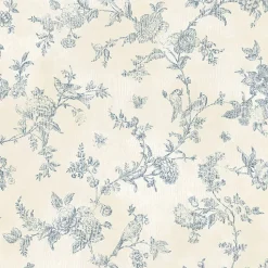 Brewster Singapore Navy Toile Wallpaper