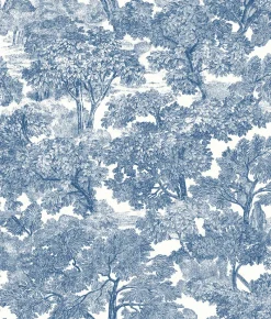 Brewster Spinney Blue Toile Wallpaper