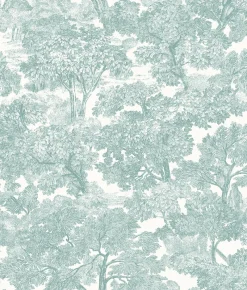 Brewster Spinney Teal Toile Wallpaper