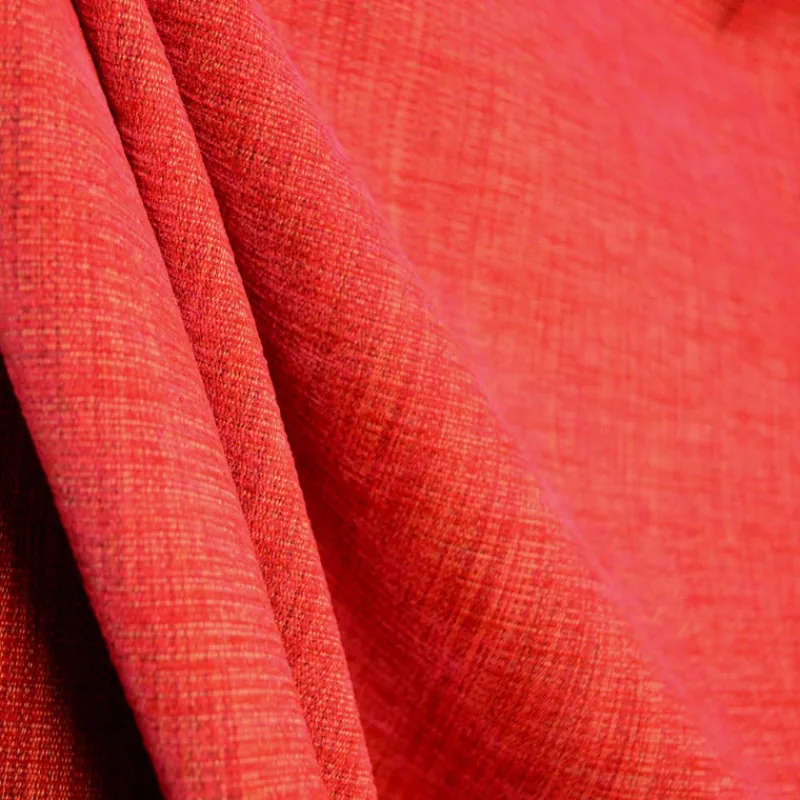 De Leo Vermillion 2 Sunset Red Orange Solid Chenille Texture Upholstery Fabric